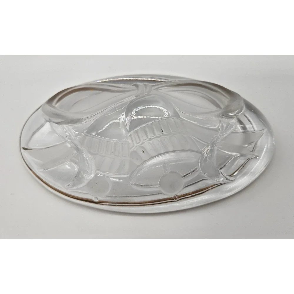 Mikasa Studio Nova Oval Glass Dish Gold Gilt Rim Bells‎ And Ribbons Design 7